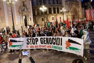 Un millar de personas protestan Pro Palestina previo a juego de la Euroliga en España